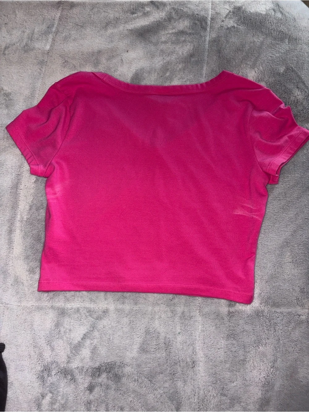 wild fable Hot Pink V-Neck Crop Top